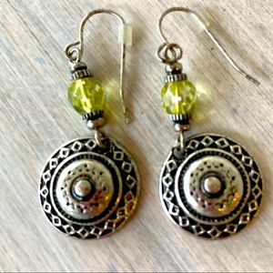 NWOT Silver Green Beaded Earrings.